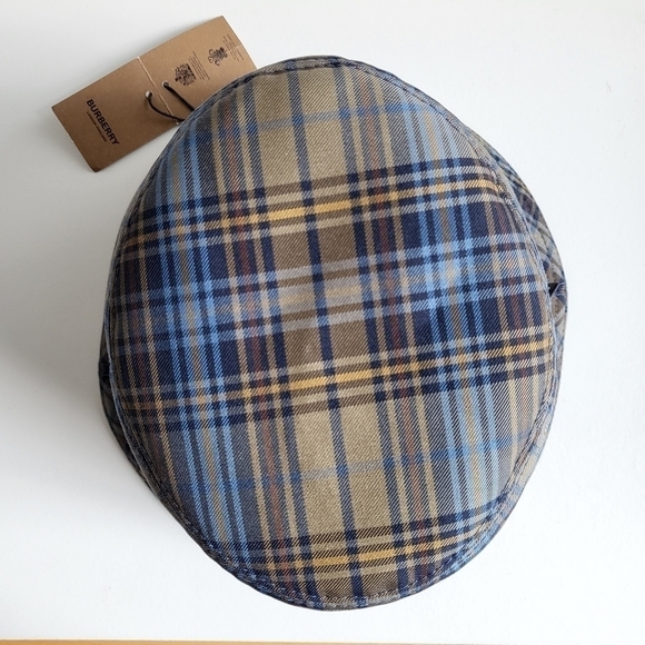 New Burberry Authentic Plaid Check Blue Nylon Bucket Hat Unisex NWT main image 5